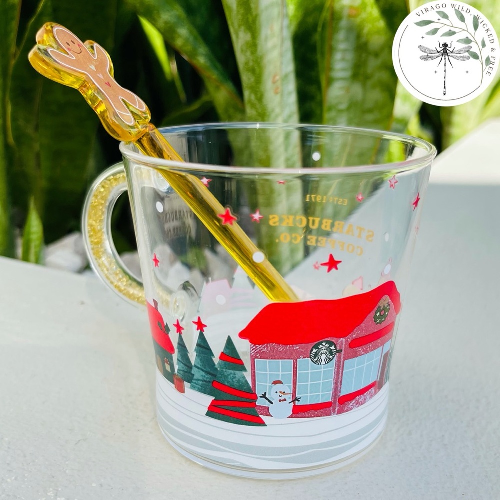 Starbucks Gingerbread Man Glass Cup with Rod - Picture 4 of 7